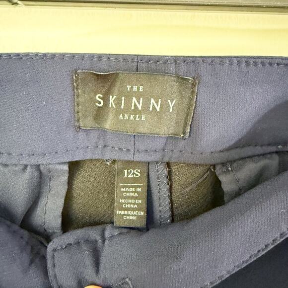WHBM Navy Blue The Skinny Ankle Dress Pants Sz 12 Short Mid Rise Cotton Blend - Picture 4 of 9